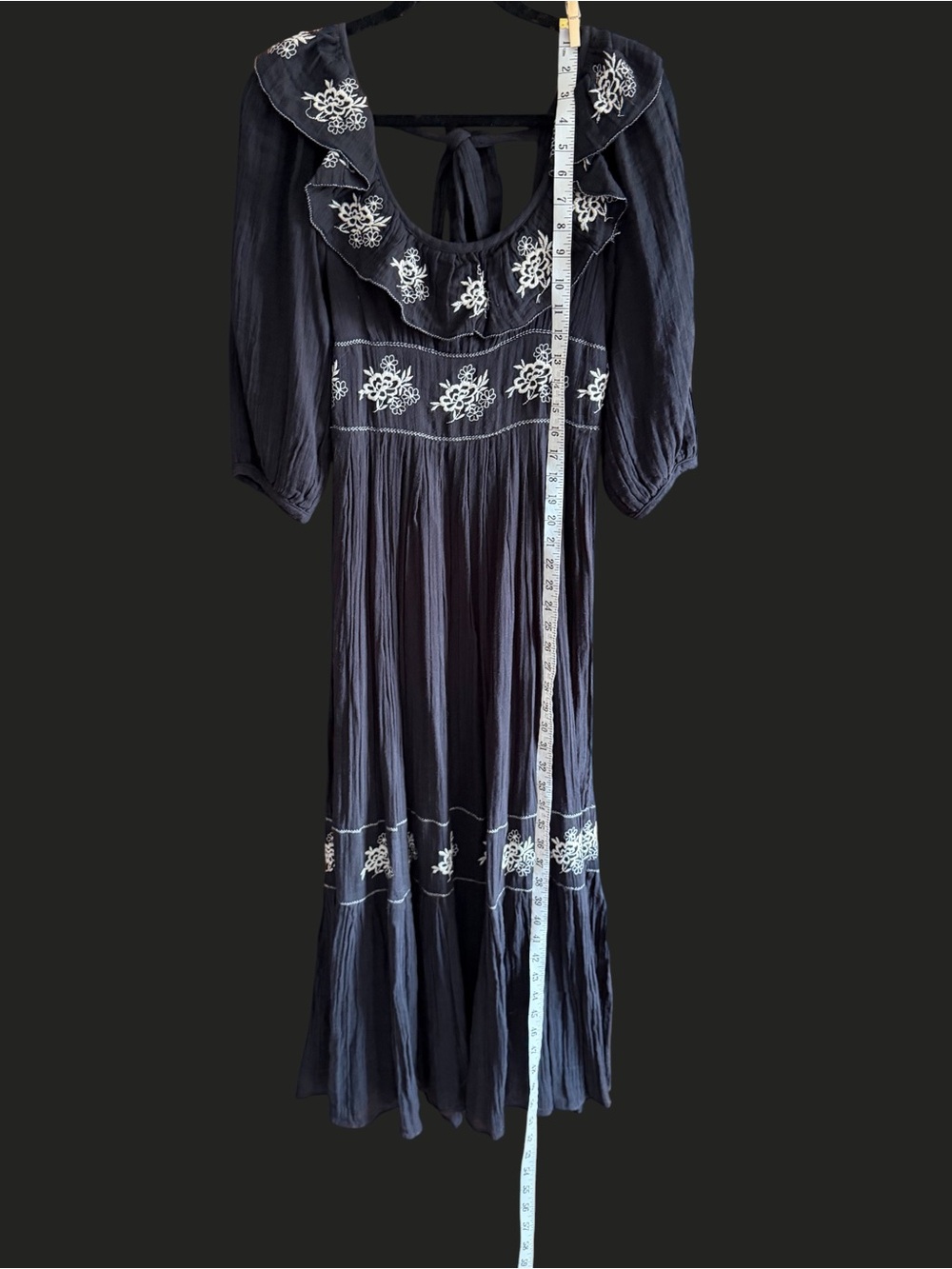 FREE PEOPLE Lovers Lane Maxi Dress Black Embroidered S - Picture 13 of 13